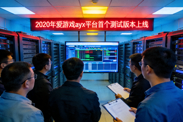 2020年爱游戏ayx平台首个测试版本上线时，技术人员在数据中心监控服务器状态的场景