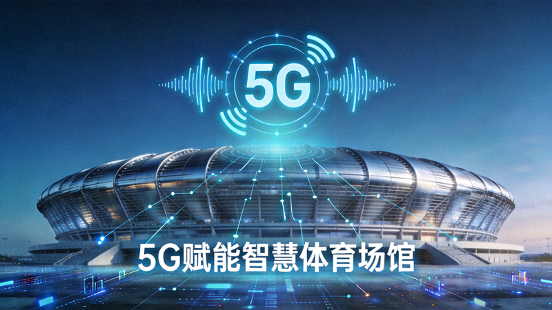 5G网络技术图标与体育场馆结合的概念图