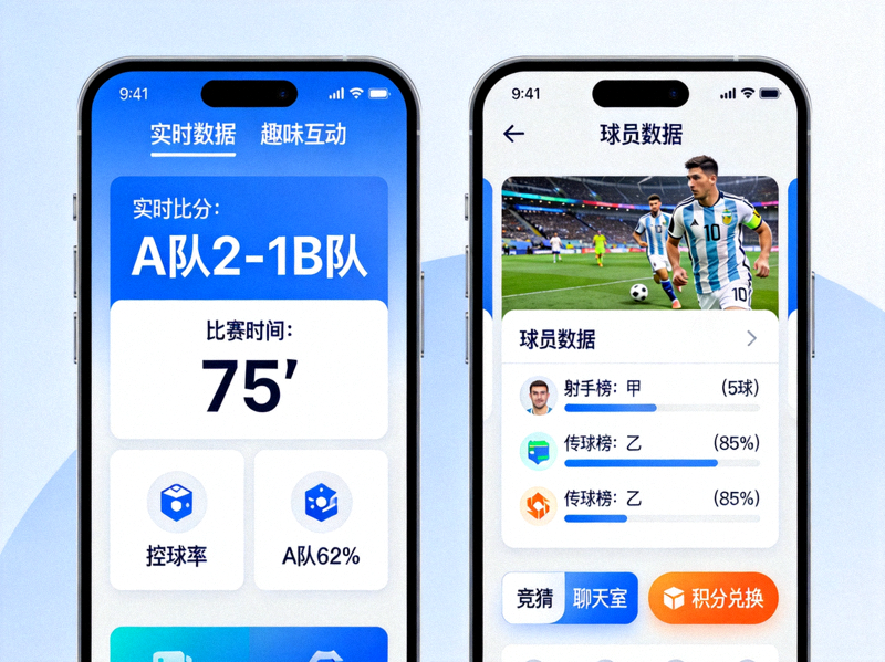 某足球联赛官方App界面展示实时数据与趣味互动功能