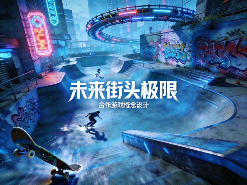未来合作游戏概念设计图 - 街头极限运动题材游戏场景